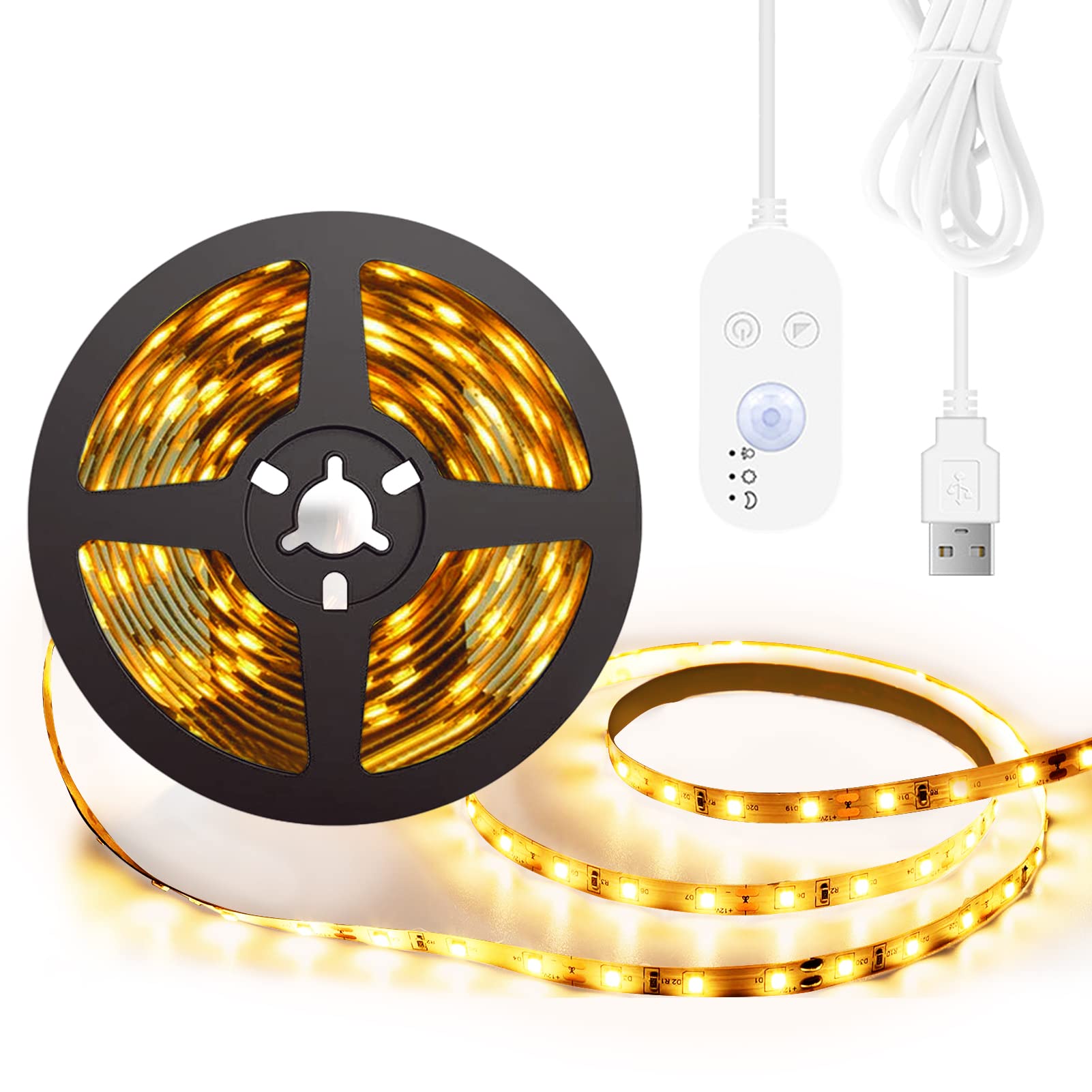 

Lasoll LED Strip Light, Warm White, 5m, Non-Waterproof, Motion Sensor, Stepless Dimming, Indirect Lighting, Front-Facing Lighting, Cuttable,