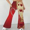 Women's Casual High Waist Flare Pants, Marble Print Streetwear Bell Bottom Trousers