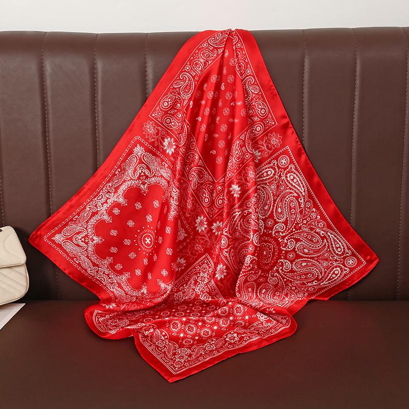 Retro Paisley Print Designer Scarf Women 70x70cm Silk Scarves Luxury Hip-hop Hijab Bandana Neckerchief Shawl Hair Band