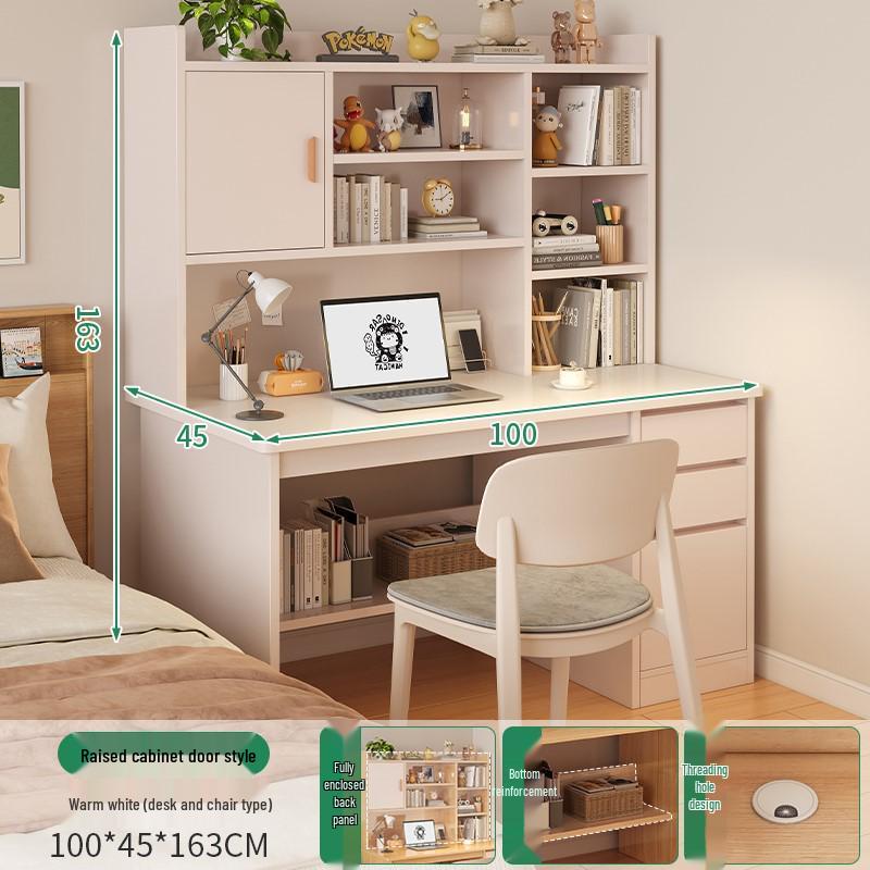 Modern Computer Desk with Bookshelf & Storage for Home, Office, Bedroom & Study Room