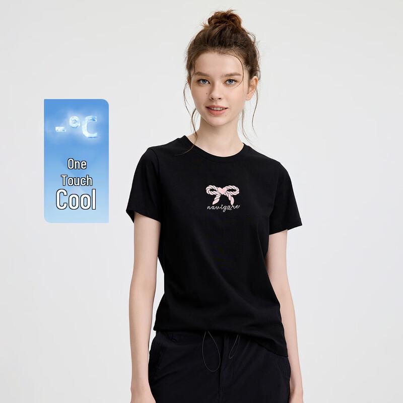 Navigare Women s Sailboat Bowknot Print Crew Neck T-shirt XL