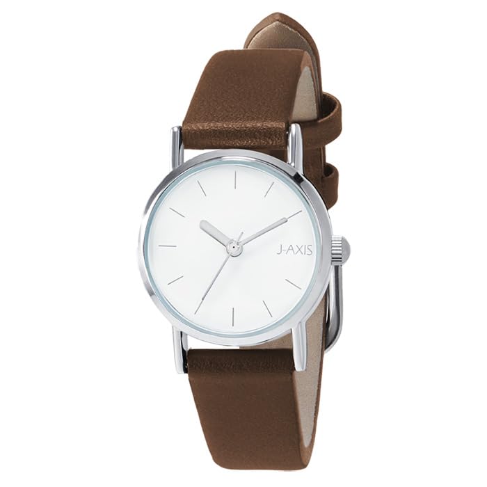 Basic Leather Strap Comfortable To Brown J-AXIS Watch, Simple, Elegant, Delicate, Lightweight, Wear, CF2D0033, Women's,