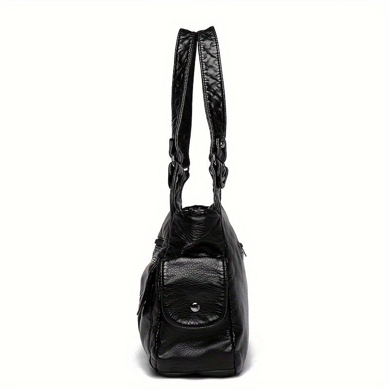 Umhängetasche mit großem Fassungsvermögen, Handtasche aus einfarbigem PU-Leder mit Herzschnalle, All-Match-Umhängetasche für Damen