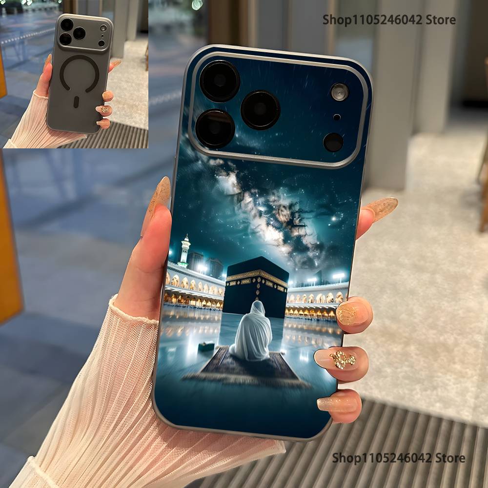

Moslem and kaaba Transparent gray Phone Case For iPhone 17,16,15,14,13,12,11,Pro,Max,Plus Magnetic Wireless Charging iPhone13PRO