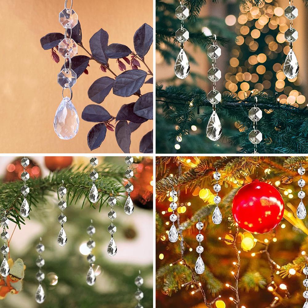 30 Stück Acryl Transparent Hängend Kristall Weihnachtsleuchter Dekorationen Tropfenförmig Zuhause DIY Kristallbaum Dekoration R9Q1