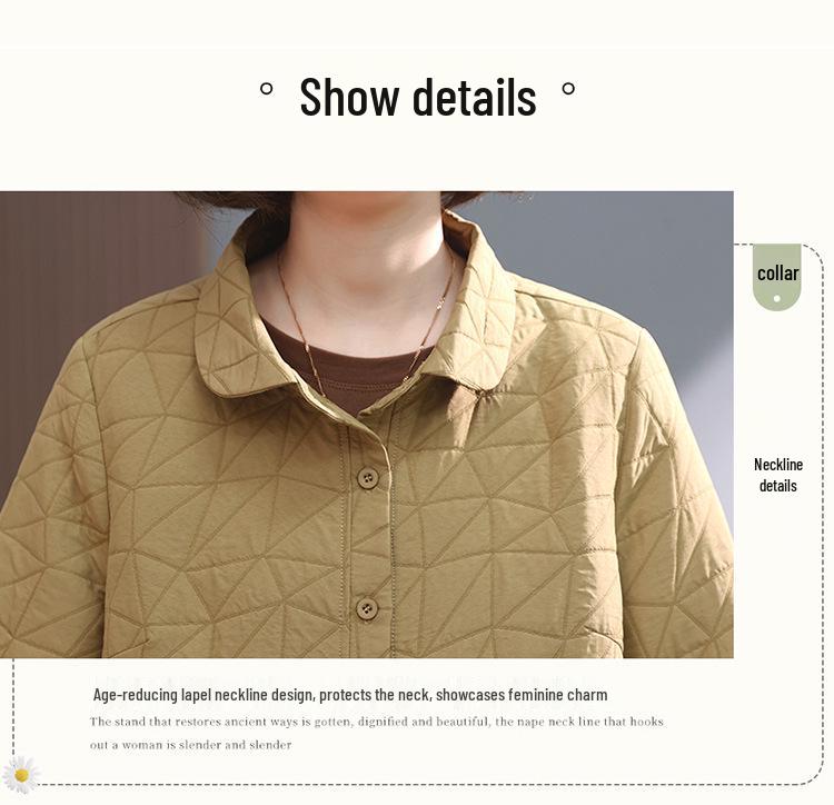 Women's Argyle Embroidered Quilted Cotton Jacket - Korean Style, Loose Fit, Small Size, Winter Outerwear