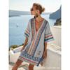 2026 women's V-neck dress seaside vacation 3D printing loose skirt beach