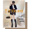 Knight Boots Long Boots Women's 22 Autumn and Winter New Versatile Elastic Thin Boots Lace-up High Boots Flat Bottom But Knee Boots