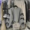 2024 Spring Korean Bow Tie Loose-Fit Sweatshirt – Long-Sleeved, Round Neck for Women