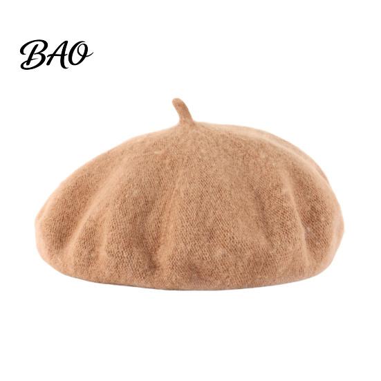 Stylish Travel Headgear Women Wool Beret Hat, Elegant Classic Solid Color Winter French Style Hat Cap, Soft Breathable Blend Headwear for Ladies