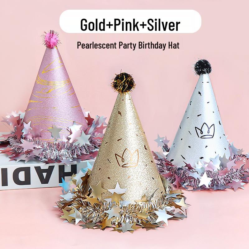 Creative Birthday Cake Pom-Pom Party Hat for Kids & Adults
