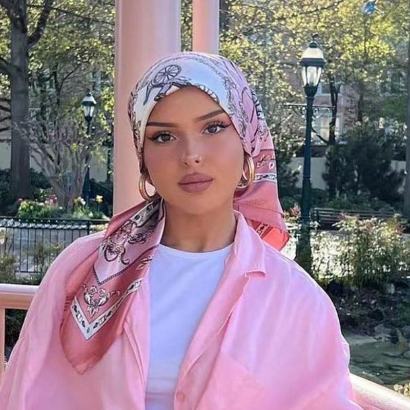70x70cm Luxury Square Silk Scarf for Women Silk Feeling Shawl Satin Hijab Fashion Wraps Hair Bands Ribbon Headband Bandana