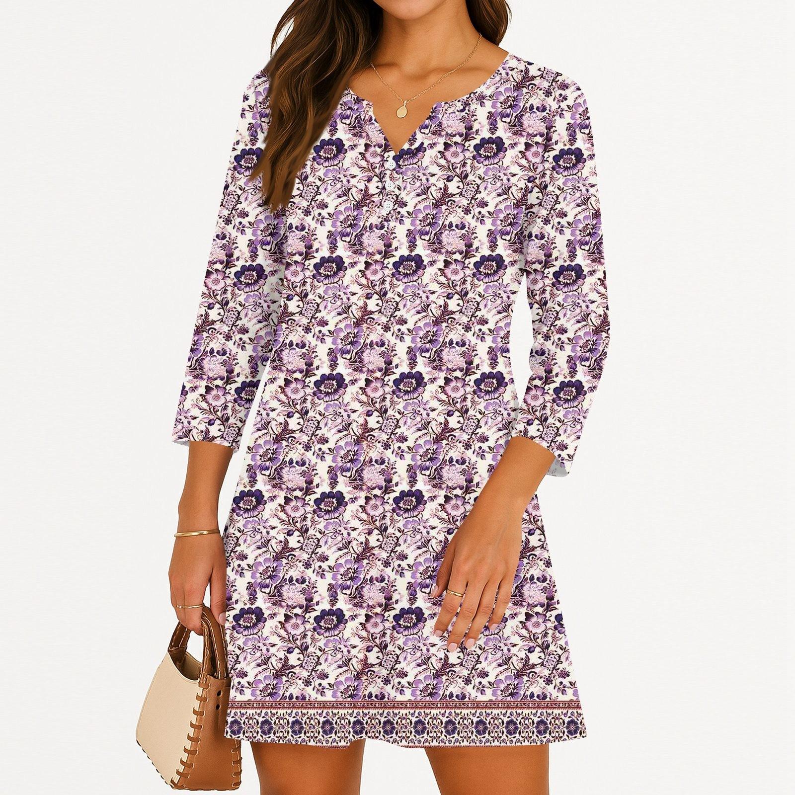 

Жіноча повсякденна сукня на літо, сукня-майка вільного крою, пляжна сукня з кишенями, розкльошена міді сукня-сарафан S фіолетовий