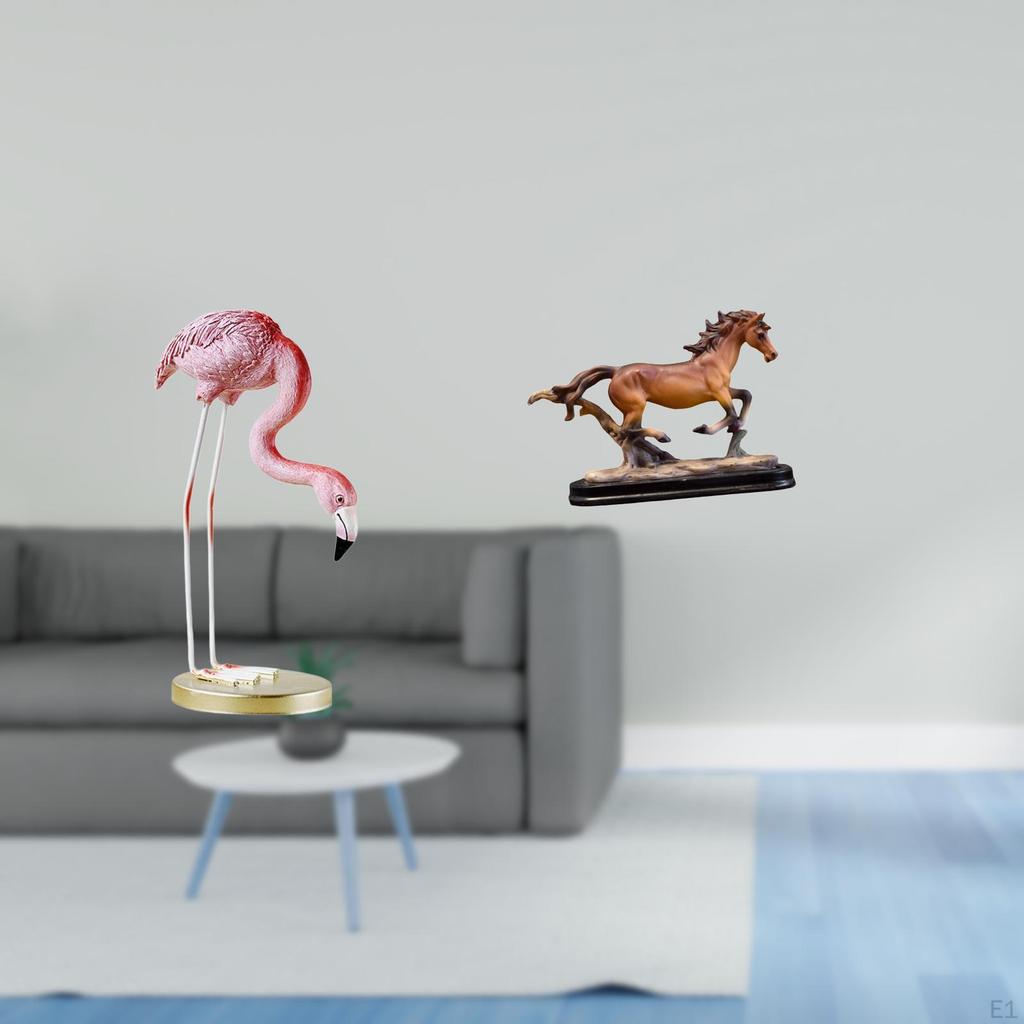 Flamingo Horse Resin Statue Modern Sculpture Collectible Figurine Ornament for Home Garden Desk