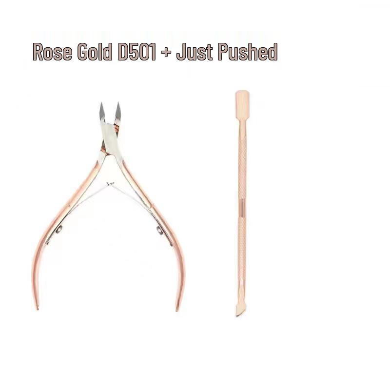 Titanium Cuticle Removal Set: Stainless Steel Nipper, Pusher, Fork, File, Scraper, and Groove Tool