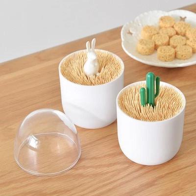 Ev Saklama Yaratıcı Kürdanlık Plastik Pamuk Çubuğu Tutucu Sevimli Mini Kaktüs Ağaçları Tavşan Masa Aksesuarları Malzemeleri