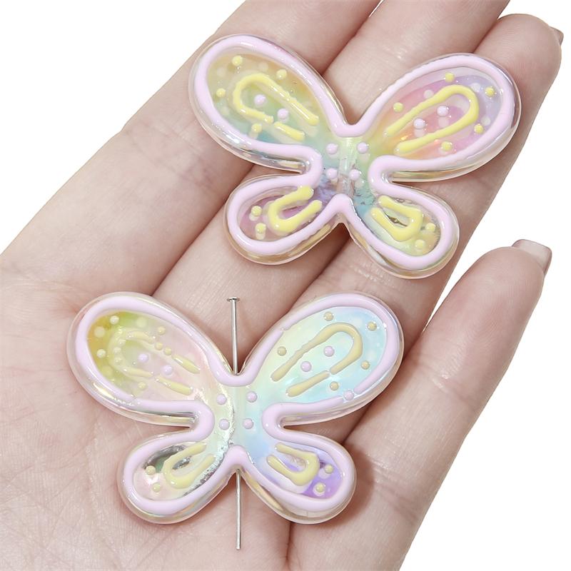 Acrylic Oil Drop Hand-painted Butterfly Beads for DIY Jewelry