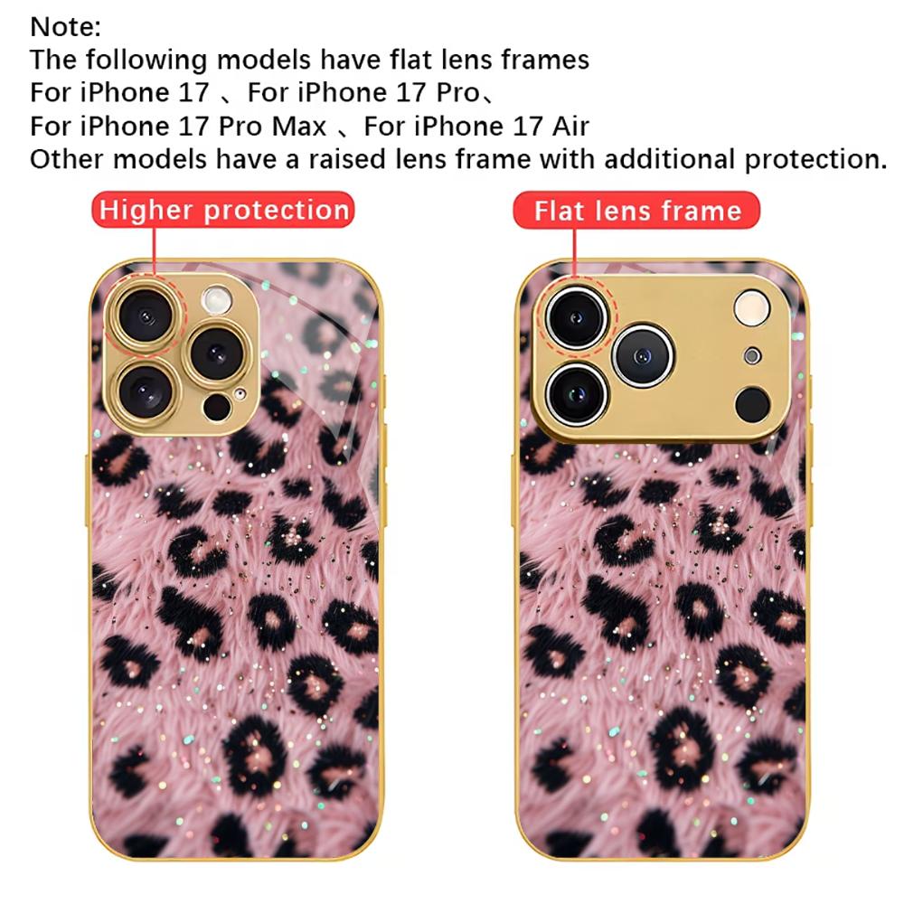 Leopard pattern Exquisite Bestseller Phone Case Electroplated Glass PhoneCase for iPhone 17 16 15 14 13pm Pro Plus tablet case