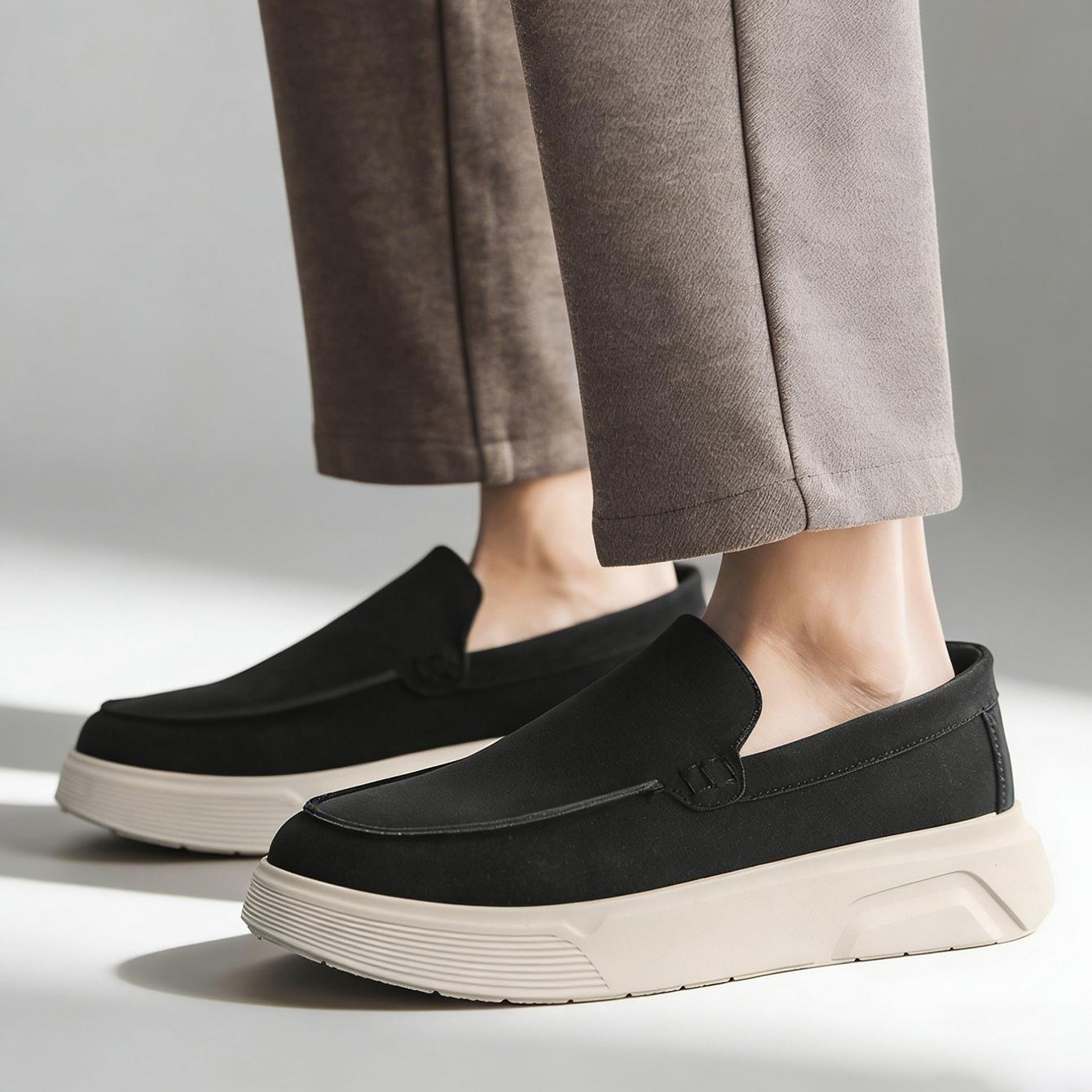 

Simple Designer Business Commute Men Slip On Loafers Comfortable Shoes Fashion Sneakers Daily Preppy Casual Suede Leather Shoes 39 чорний