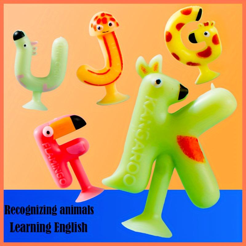 Suction Cup Letter Toys Cute Animal Alphabet ABC Suction Cup Toys Educational Spelling Learning Game Toys for Kids Sensory Toys