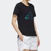 Adidas Buchstaben-Logo-Print Sport Kurzarm-T-Shirt Damen Tops Schwarz DY8637