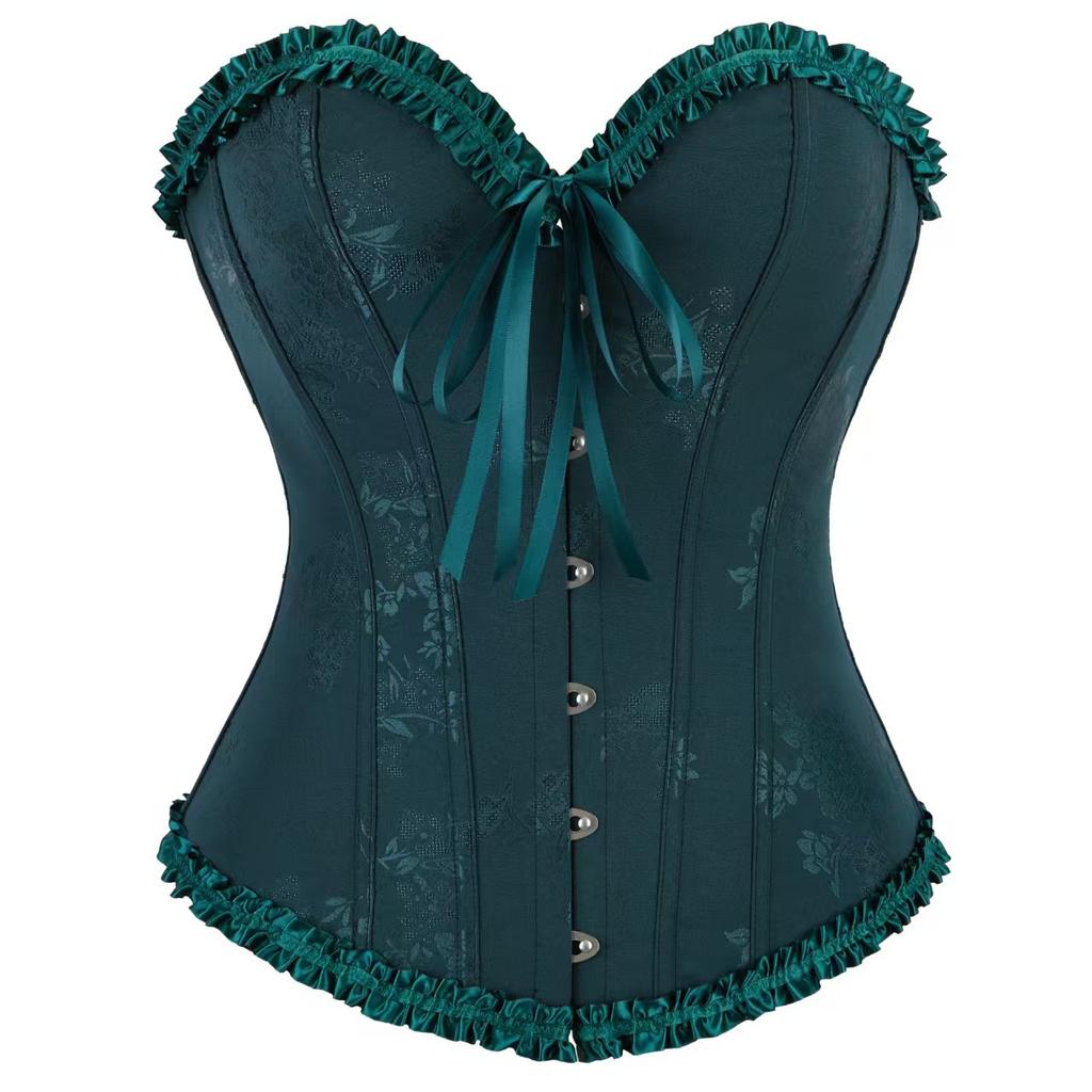Corset Multi-colored Waist Ribbon Jacquard Court Corset Steel Buckle Belly Support Chest Corset