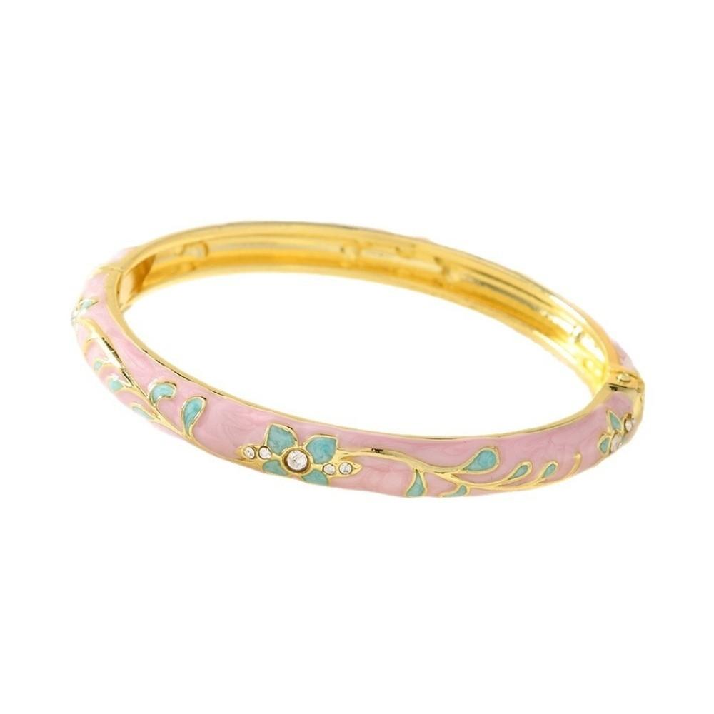 Rhinestone Flower Jewelry Flower Design Enamel Bracelet Jewelry Cloisonné Bracelet  For Girls