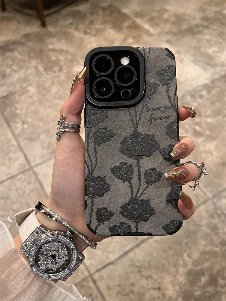 Luxury Soft Cortex Flower Phone Case For iPhone 11 12 13 14 15 Pro Max X Xs Max XR 7 8 Plus Silicone Bumper Cover