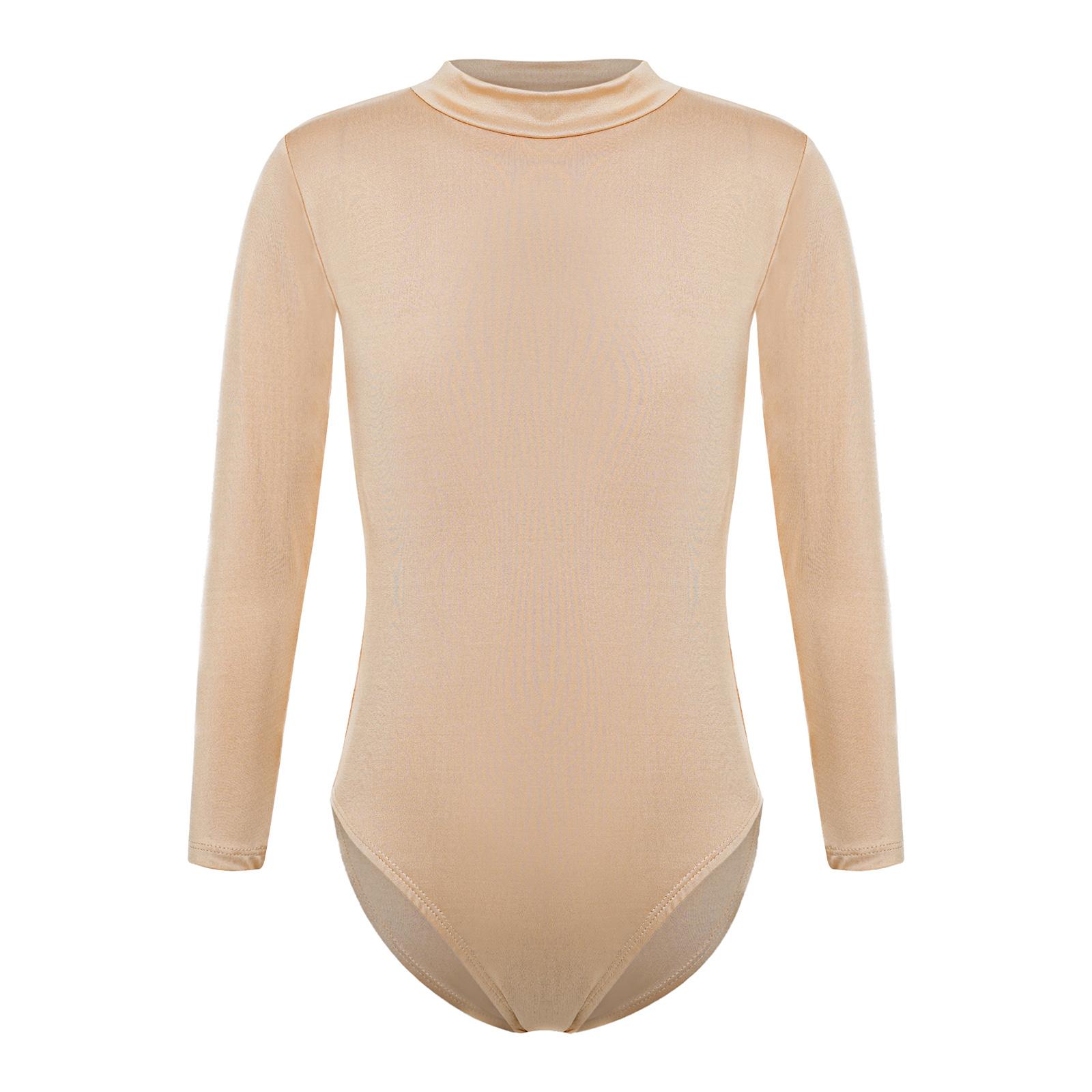 Mädchen Gymnastik Ballett Leotard Stehkragen Langarm Einfarbig Body Tanz Training Kostüm 3-4 Years