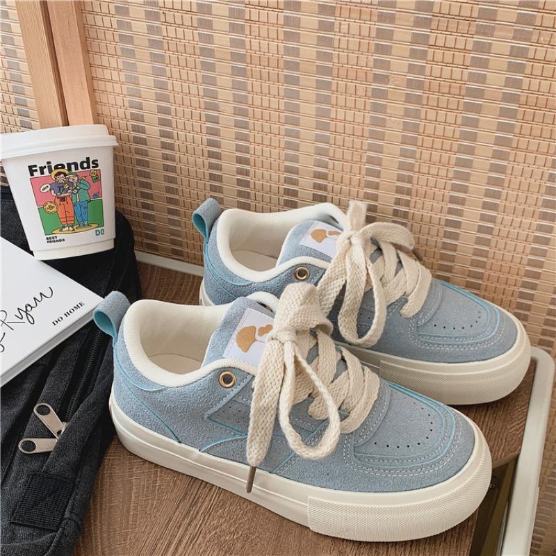 Retro Damen Board Schuhe Herbst Neu Vielseitig Lässig Schnürschuhe Mattes Canvas Einfarbig Low Top Damen Vulkanisierte Schuhe