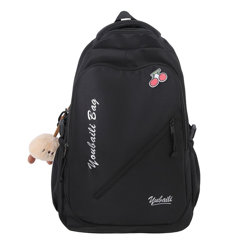 

Schoolbag Korean Style Preppy Style Backpack for Students Junior High School Girls Large Capacity Fancy Good-looking Niche Style Junior High School 1 Black_without pendant