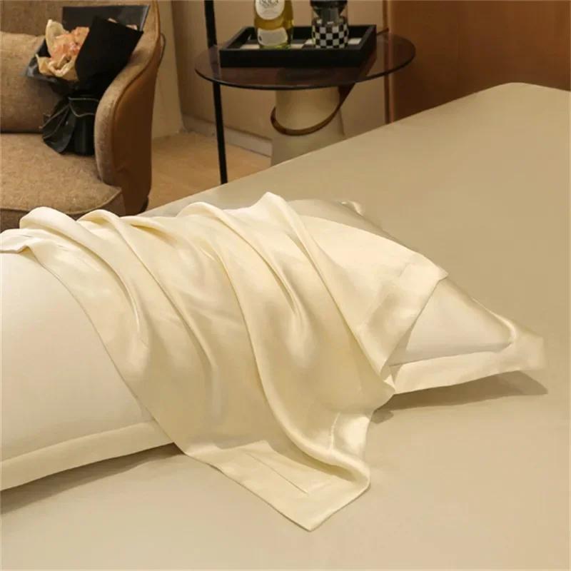 Taie d'oreiller en soie pure 25 Momme Taie d'oreiller 100 % soie de mûrier Beauty Silk Modèle passepoilé de couleur unie