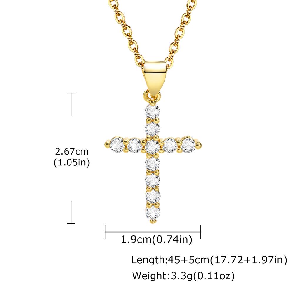 Stylish Christian Cross Jewelry Set, Women's Necklace Bracelet Earrings Ring 4pc for Birthday Christmas Baptism Gift