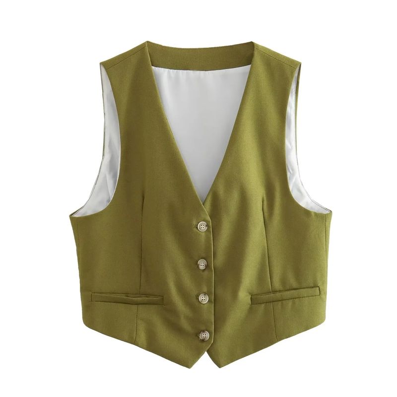 Blended High Waist Casual Shorts Waistcoat Vest Linen