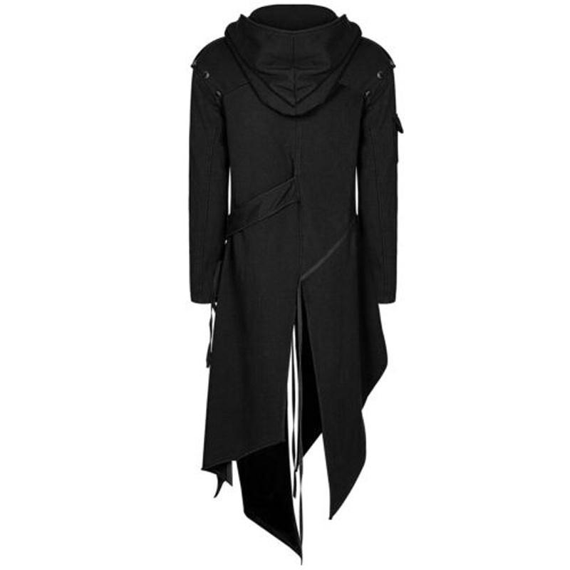 Pánská punková bunda s kapucí Černá gotická retro cosplay mikina Halloweenský kostým
