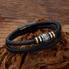 Personalized Men\ S Bracelet, Stainless Steel Multi-Layer Leather Cord Bracelet for Travel, Trade Shows and Business Gifts