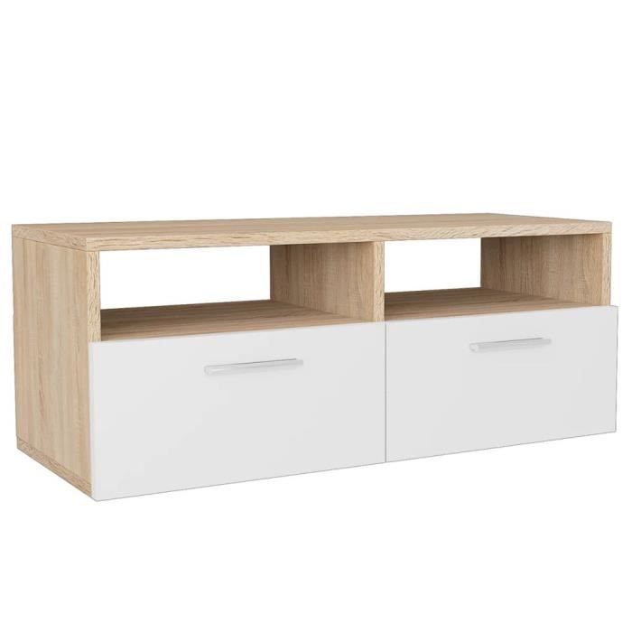 VidaXL Meuble TV Bois d’ingénierie 95x35x36 cm Chêne et blanc 244869