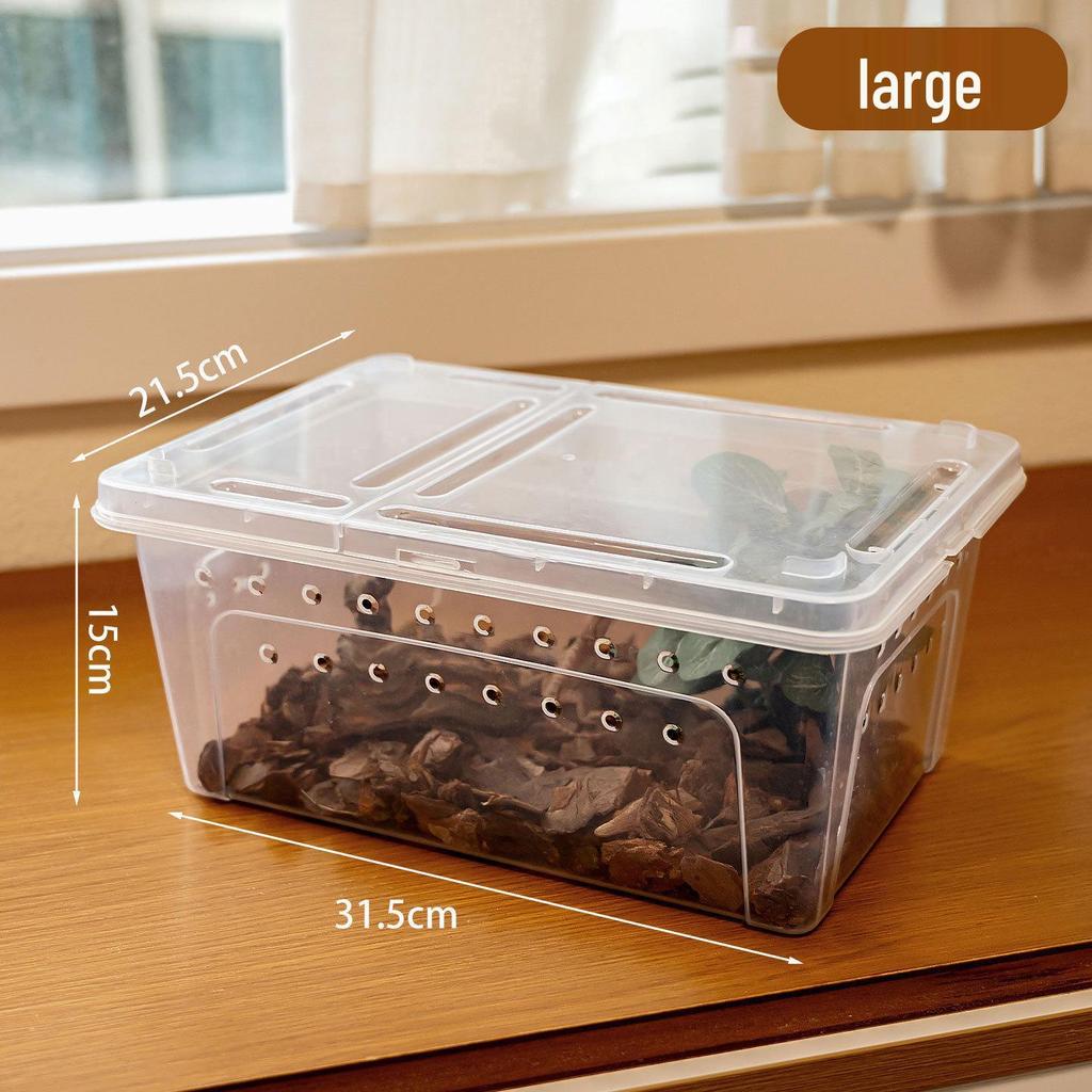 Transparent Handheld Pet Breeding Box - Large, Medium & Small Sizes for Turtles, Goldfish, or Hamsters.