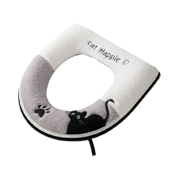 

Тепла флісова подушка на сидіння унітазу Нековзна тепла набивка Кришка для сидіння унітазу Захисна накладка для домашнього туалету Декор світло-сірого кольору