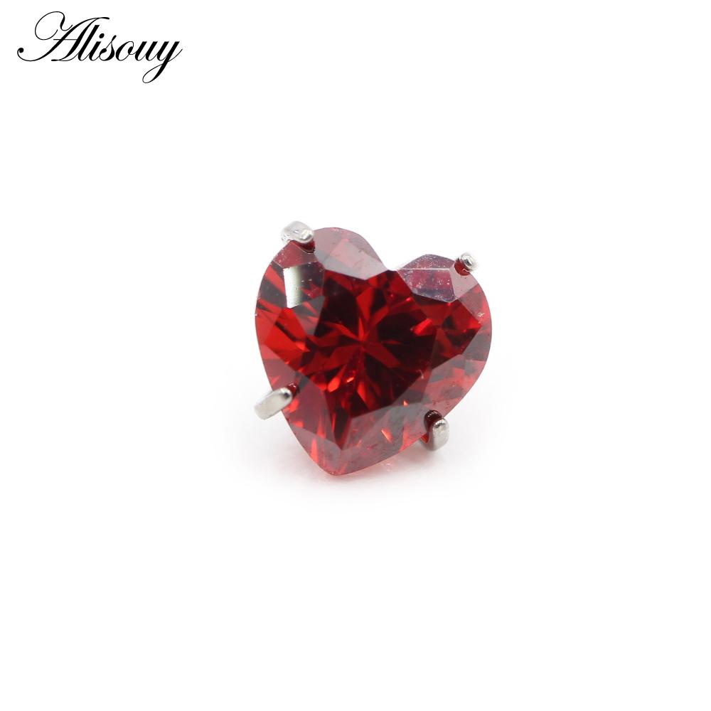 Alisouy 1PC Titane Filetage Externe Cœur Zircon Pour Anneaux de Lèvre Labret Boucles d'Oreilles Puces Piercing DIY Accessoire Bijou de Corps