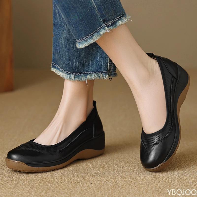 Round Toe Solid Ladies Shoes New Non Slip Women's Flats Casual Solft Sole Mary Jane Shoes Comfortable Loafers Zapatillas Mujer