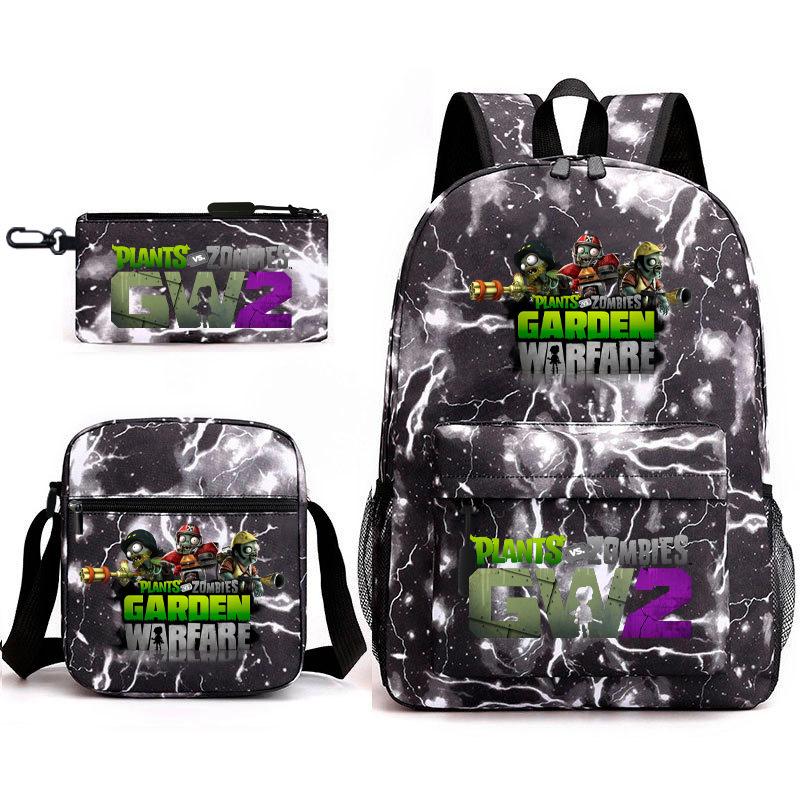 Large Capacity Schoolbag with Shoulder Strap; Student Three-piece Pencil Case Set
