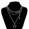 Salircon Trendy Y2K Star Pendant Necklace Simple Multi layered Metal Chain Necklace Women's Charm Statement Jewelry Gifts