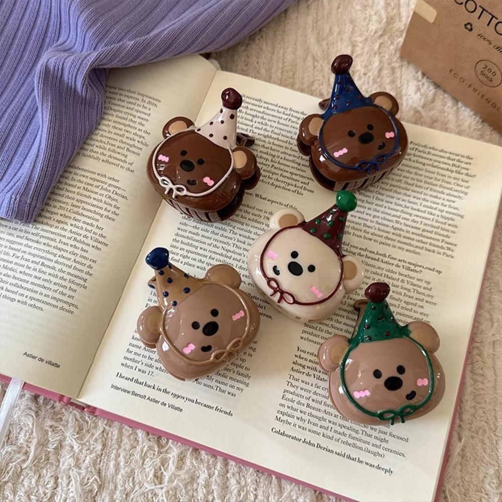 Geometry Cartoon Hair Claw Acrylic Plastic Grab Clip Personalized Bear Hair Clip  Travel