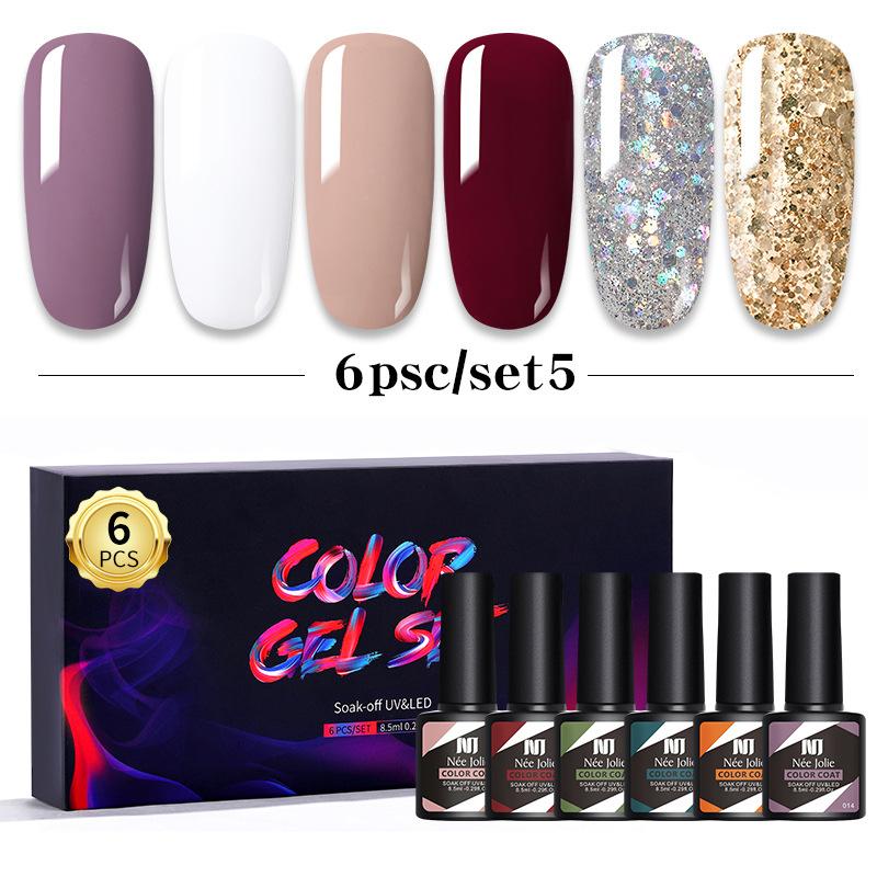 Nail Polish Glue Set 8Ml 6 Bottles Boxed Nail Art Barbie Glue Japanese Nail Color Glue Phototherapy Glue