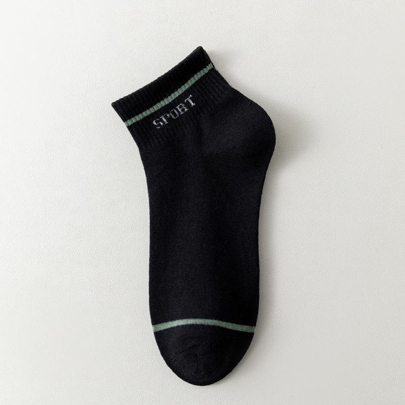 5/10 Pairs Comfortable Casual Spring Summer Socks Men's Short Socks Green Versatile Ins Style Socks Letter M Men's Socks Striped Casual Sports Socks