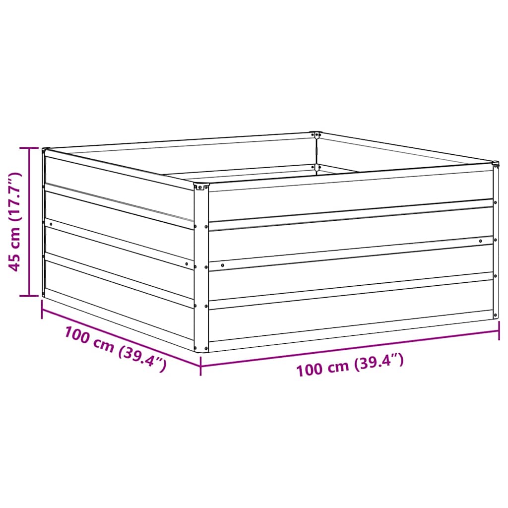 Raised Bed Light Brown 100 X 100 X 45 Cm Galvanized Steel