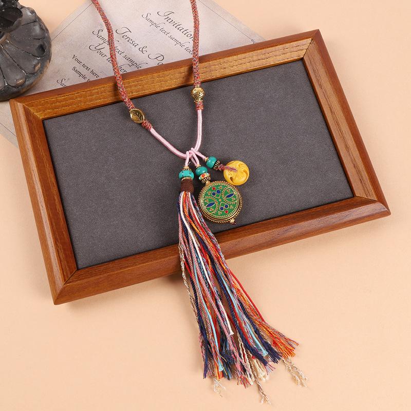 

Ожерелье из хлопковой веревки ручной работы тибетская танка мужской и женский кулон из пчелиного воска ретро этнический стиль высококачественная плетеная подвеска цепочка для свитера