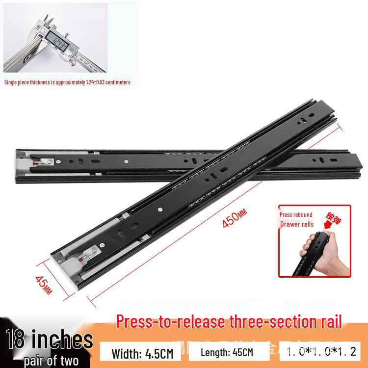 Silent Double Spring Damping Drawer Slides: Three-Section Buffer Guide Rails