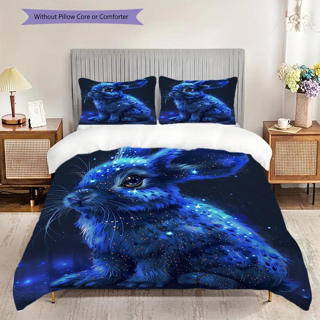 Rabbit Pattern Bedding Quilt Set Quilt Cover Pillowcase Home Decoration Birthday Gift (1 * duvet cover + 2 * pillowcase, without core)